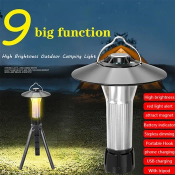 2000 mah Акумулаторна батерия Led Къмпинг Преносим Фенер Светлина Открит Водоустойчив Ретро Лампа за Палатка за Риболов на Пътуване Осветително Оборудване