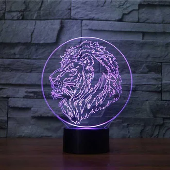 3D Модел на Главата на Лъв, 7 Цвята, което променя led нощна светлина, Лампа За Детска стая на Спални, Детски Празнични Подаръци За Дома
