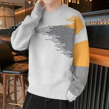 3XL 2021 нови пуловери с кръгли деколтета, мъжки пуловери в тънка ивица, младежки хедж-render без подплата, връхни дрехи култивират one ' s morality