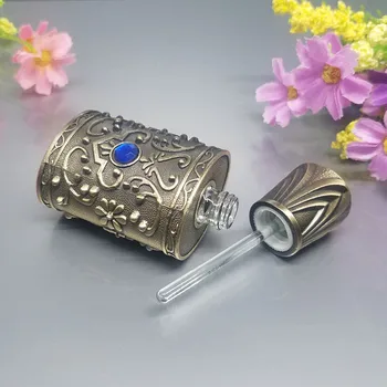 5 мл козметична опаковка на поръчка син скъпоценен камък бронз Арабски стил необичайно празен флакон за парфюм, високо качество на ретро подарък за парфюми