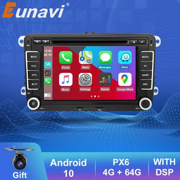 Eunavi 2 Din Android 10 Авто Радио DVD GPS За VW GOLF 5 6 Polo, Bora, Jetta B6 B7 Tiguan Passat Мултимедиен Плейър 7 инчов Авто