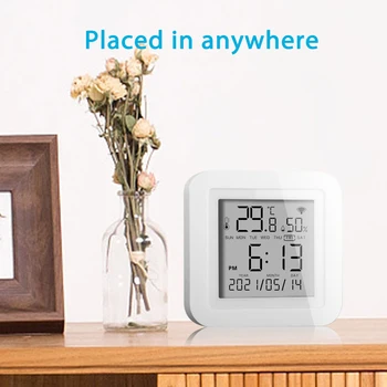 Sasha WIFI Сензор за Температура И Влажност на въздуха За Помещения Влагомер, Термометър Детектор Smart Life Дистанционно Управление, Поддръжка на Smart Life Home 0
