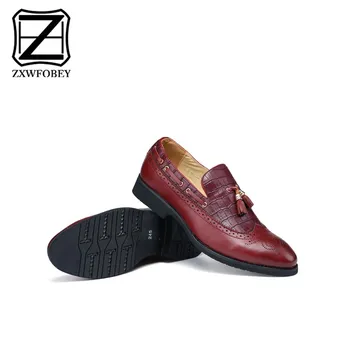 ZXWFOBEY Men Shoes Oxfords 2019 Mannen Italië Jurk Schoenen Business Trouwschoenen Voor Man Grote mate