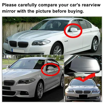 Автомобилно Огледало за обратно виждане Калъф за BMW F10 F11 Серия 5 Седан 520i 523i 525i 528i 530i 535i 550i 2011 2012 2013 Лъскаво Черно, ABS