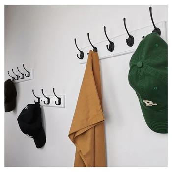Дървена закачалка за дрехи Lomejii, Монтиране на стена, с 5 куки, Сверхпрочная закачалка за зимни палта, шапки, за да антре, Спалня, Бял