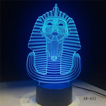Египет Сфинксът Фараон Лампа 3D RGB Led нощна светлина Многоцветен Творчески 7 Цвята Промяна USB Настолна Лампа Детски Подарък Начало Декор AW-631