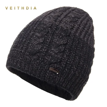 Зимни шапки VEITHDIA, мъжки шапки, плетени калъф за вълнени тюбетейки, обикновена, с кости, двуслойни, gorro, запазването на топлина, есенна шапка, мъжки шапки
