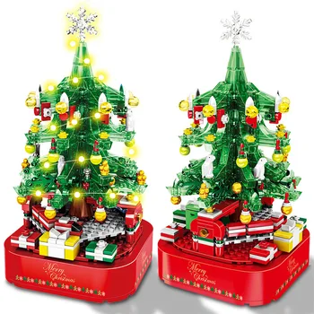Коледно дърво модел украса лек романтичен подарък-Коледна музикална ковчег САМ събрани подарък детска играчка