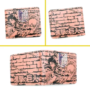Кратък портфейл Attack on Титан Shingeki No Kyojin От Изкуствена кожа с двоен цип Портфейл за монети 0