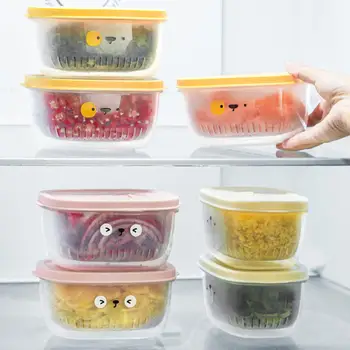 Кутия За Съхранение в Хладилника с Дренажна Кошница Прозрачен Хранително-вкусовата Контейнер за съхранение на Плодове и Зеленчуци, които Не съдържат BPA, за съхранение на Прясна храна в Хладилника