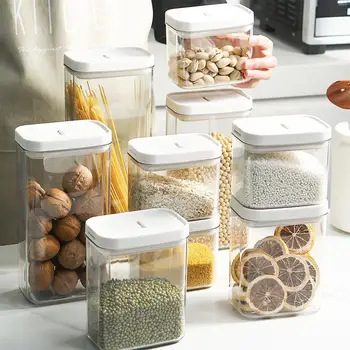 Кутия За Съхранение на Херметичен Прозрачен Пластмасов Фланец Водоустойчив Калъф За Съхранение на Зърно Без Съдържание на BPA Пластмасови Кухненски Съдове За Съхранение