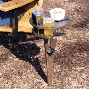 Маса консервного Нож за пикник маси вино на открито Дървени и стъклена портативен сгъваем стенд за Плажа 0