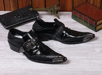 Модерен Луксозен Мъжки обувки от лачена кожа, Марка Дизайнерски обувки с остри пръсти, Които Растежа, Бизнес обувки за Почивка и Партита 37-46