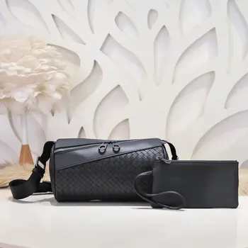 Мъжка чанта през рамо от естествена кожа, луксозна марка тканая чанта с високо качество, бизнес чанта-месинджър чанта за моливи, модни проста