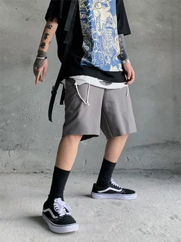 Мъжки Улични Ретро Въжени Спортни къси Панталони в стил хип-хоп с логото на популярен, Преки Свободни Панталони, Всекидневни Мач 5