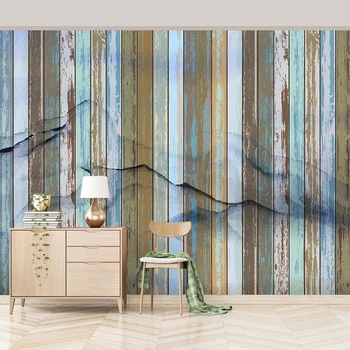 Потребителски Тапети За Стените, 3D Скандинавски Ретро-Ръчно Рисувани Дървена Дъска Фотообои Дневна Спалня Фон Papel De Parede