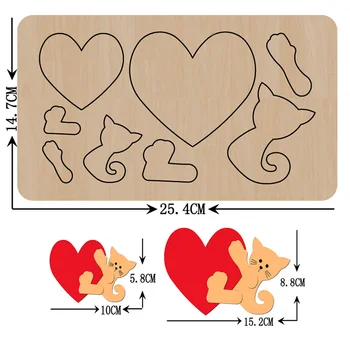 Режещи удари Cat holding love във формата на Сърце 2020 нови щанци за щанцоване и дървени печати, подходящи за обикновените штамповочных машини на пазара