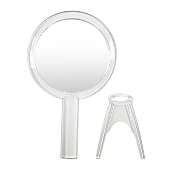 Ръчно 1X/5X Увеличително Огледало За Грим за Двустранно Тоалетен Прозрачно Ръчно Огледало с Кръгла Форма за Козметични Шкафа
