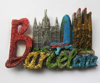 Ръчно Рисувани Барселона, Испания 3D Магнити За Хладилник Световна Туристически Сувенир Магнитни Стикери За Хладилник Декорация на Дома