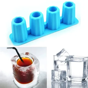Творчески 3D Кубче Лед Чайник Топката Мухъл Замрази DIY 4 Чаши Чаши Мухъл Новост Подаръци Тава Вечерни Кухня Питейна Бар Стъкло, Инструменти
