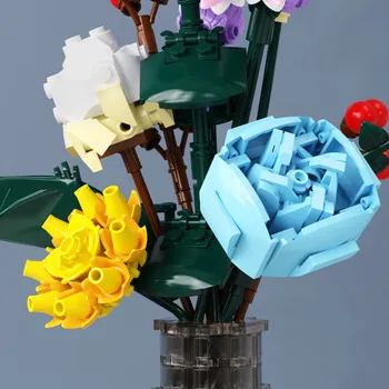 Цветни Тухли Творчески Букет Роза Хибридни Строителни Блокове Модел Хризантеми Играчки за Момчета и Момичета Подаръци на Приятели 0