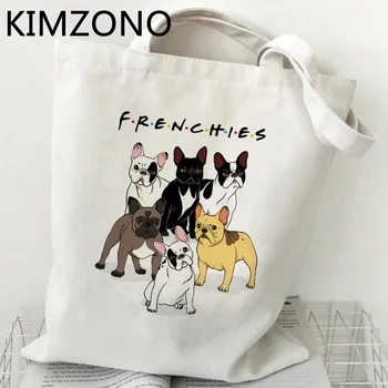Чанта за пазаруване с кучета мопс, холщовая чанта за пазаруване, множество чанта за преработка на продукти bolso, чанта за многократно използване, сгъваема чанта за пазаруване, чанта за пазаруване