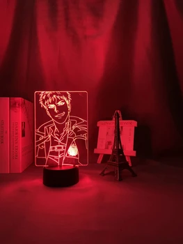 Аниме Атака на Титаните 3d Лампа Жан Кирштейн Светлина за Украса Спални Детски Подарък Атака на Титаните Led нощна светлина Жан Кирштейн 1