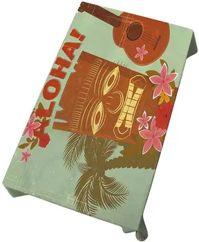 Плажно Парти Водоустойчив Капак Правоъгълна Маса Реколта Хавайски Забавна Китара Aloha Палма чудесно за Опресняване 1
