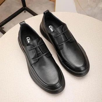 Мъжки модел обувки От телешка кожа в британския Стил, Мъжки Обувки За Почивка От Естествена Кожа, Пролетно-Есенна Дизайнерски Обувки, мъжки Ежедневни Обувки, Модни 2