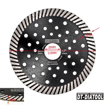 DT-DIATOOL 2 бр. Диамантени пильный диск Тесен Турбо с няколко дупки с Диаметър Пильного диск 105 mm 115 mm 125 mm 180 mm 230 mm Режещия диск 3