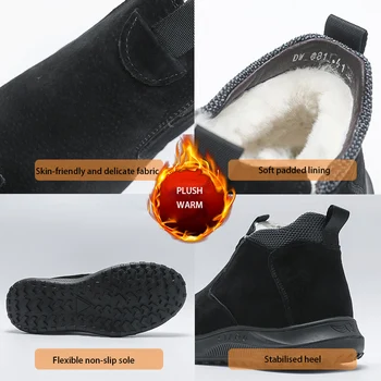 Fujeak/зимни ботильоны на дебела подметка; топли мъжки зимни ботуши с подплата; Модерни улични Нескользящие обувки; Класически модел мъжки обувки 3