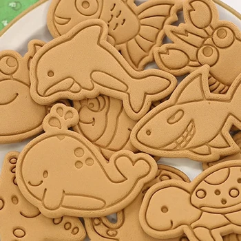 Симпатичните морски животни карикатура бисквити мухъл Домакински инструмент за печене 3D триизмерно налягане DIY захарно форма 3