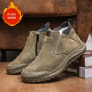 Fujeak/зимни ботильоны на дебела подметка; топли мъжки зимни ботуши с подплата; Модерни улични Нескользящие обувки; Класически модел мъжки обувки 4